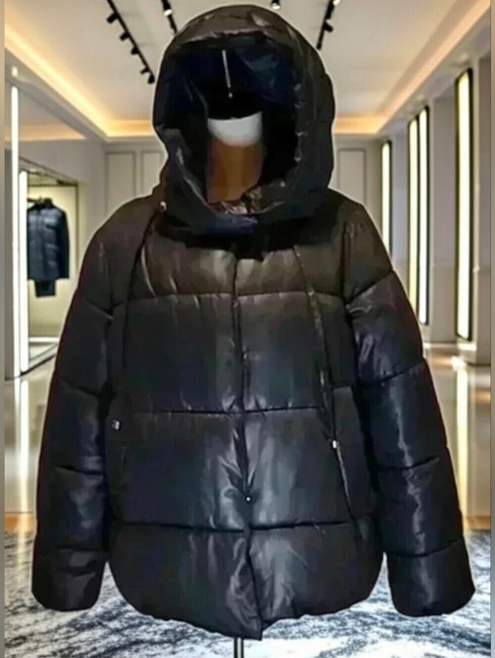 Steve Madden Gen Steve Black High Shine Hooded Puffer Jacket Coat Size M (J126)